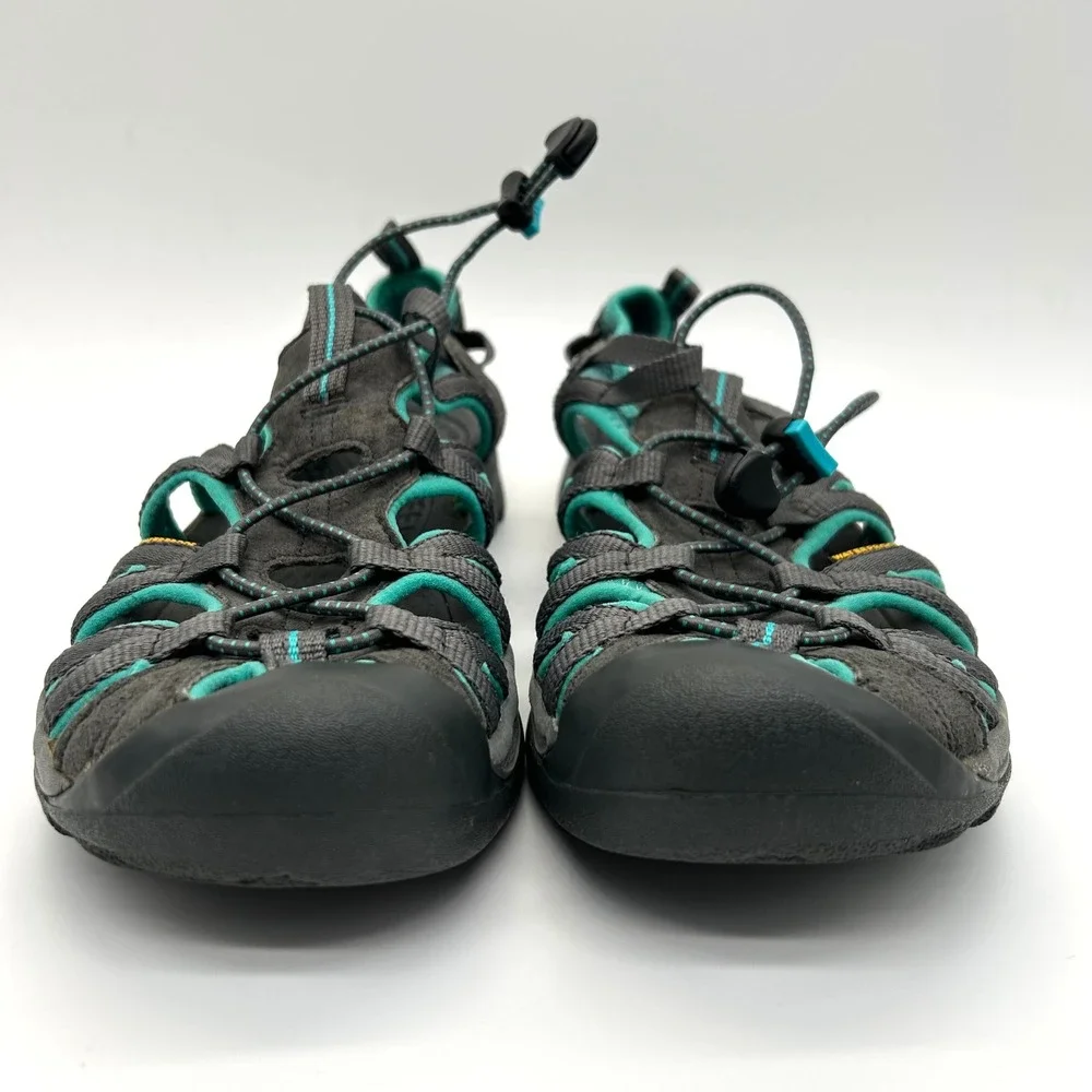 Keen Whisper Water Sandals Womens 11 Gray Teal Hiking Outdoor Bungee Waterproof